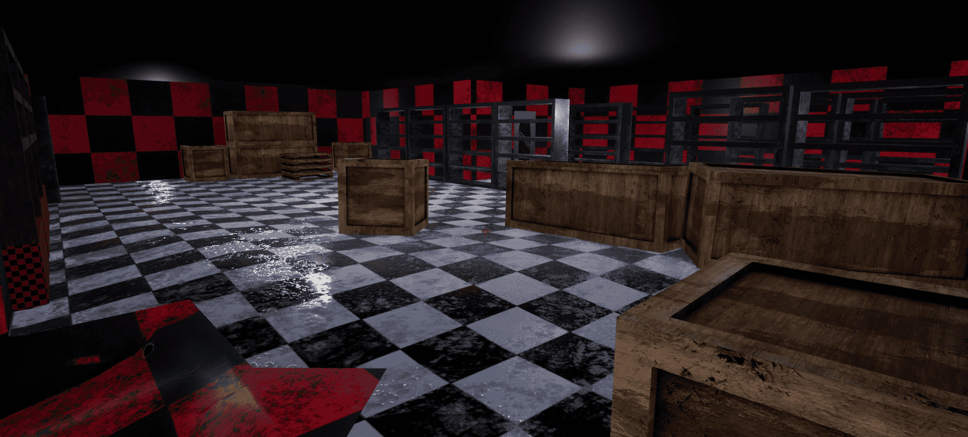 The storage room is the entry area where the player gets into the diner building. They would need to go through a broken wall, through the storage room, up stairs and through doors. Once inside the diner the player can rebuild the wall they entered by. Overall each asset in the room has 1k vertices with a 1k texture made in Maya.