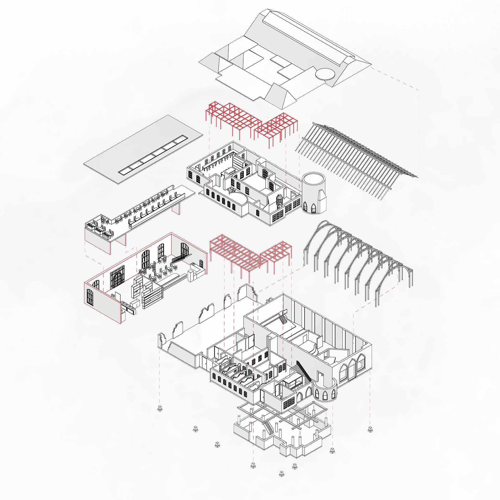 1:200 Scale Exploded Isometric Drawing