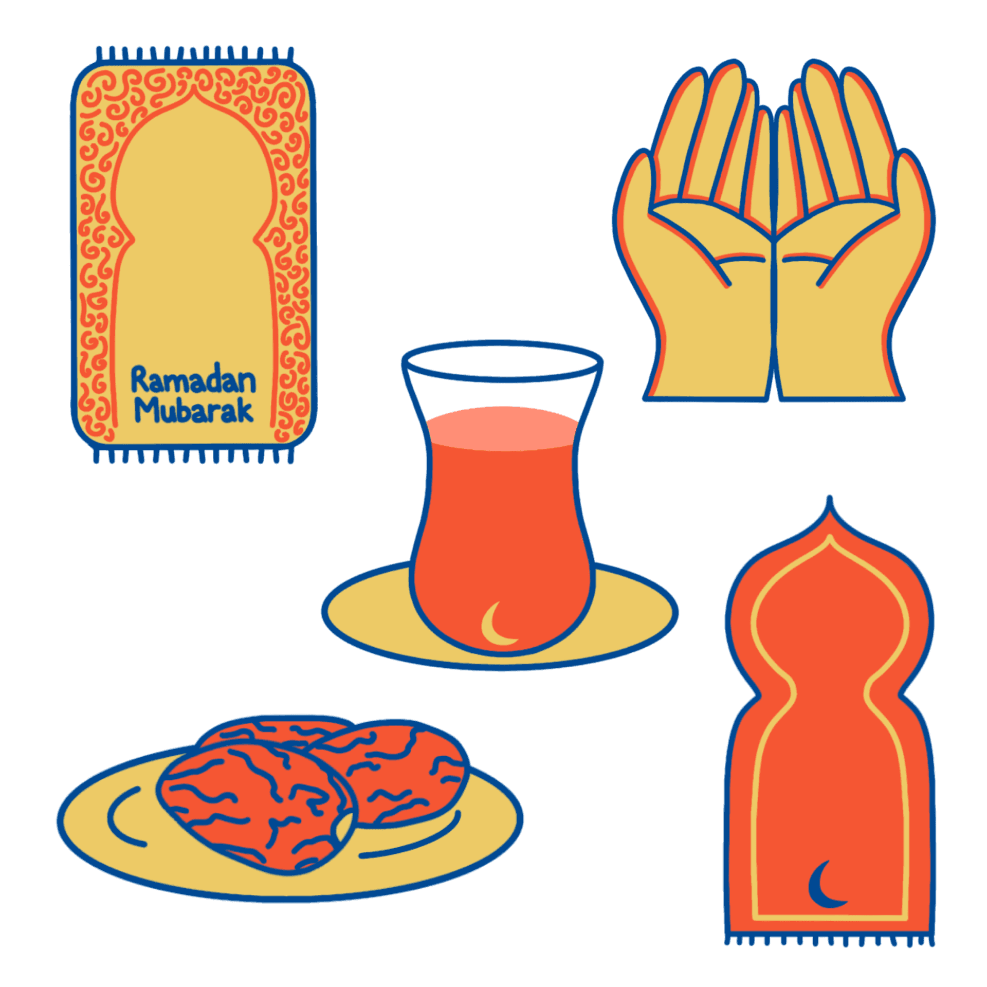 5 small illustrations inspired by Ramadan.