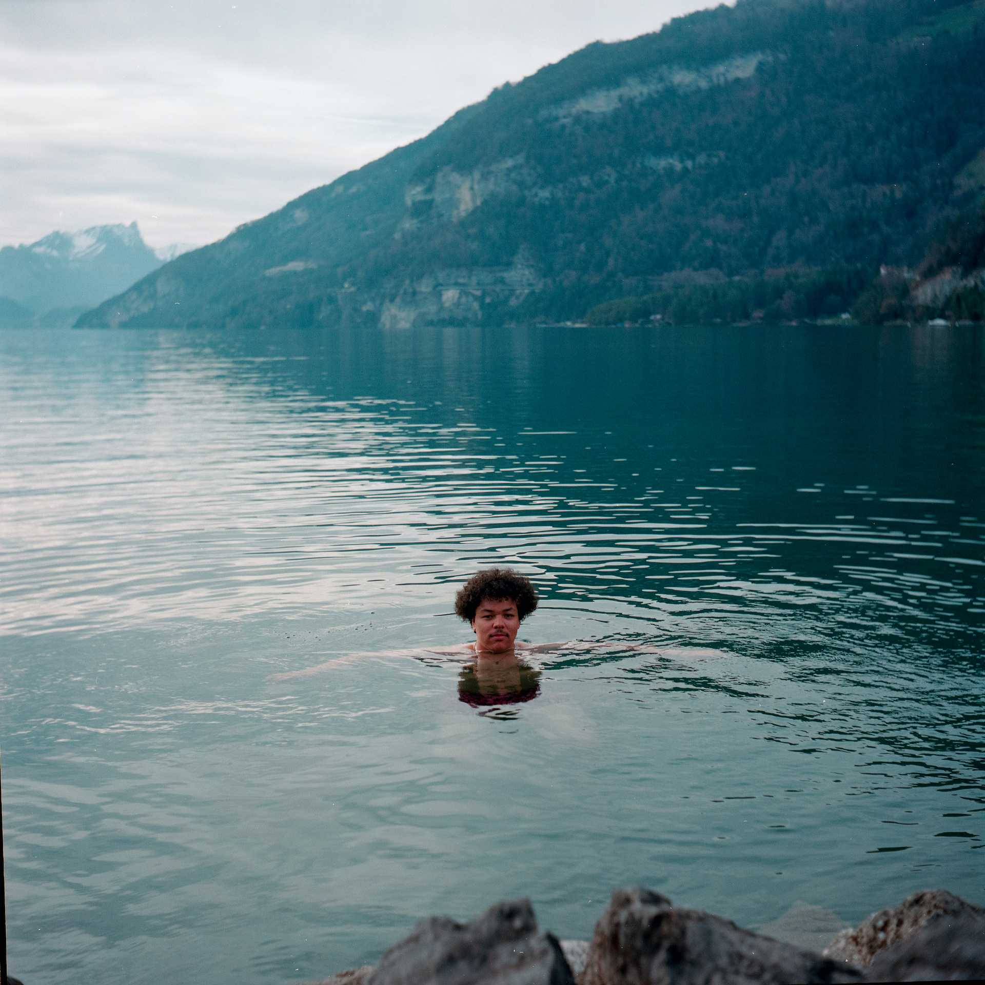 Lawrence and Brady swam in this lake. Lawrence said “it has to be the coldest experience of my life. I jumped out to take this picture before he got hypothermia.”