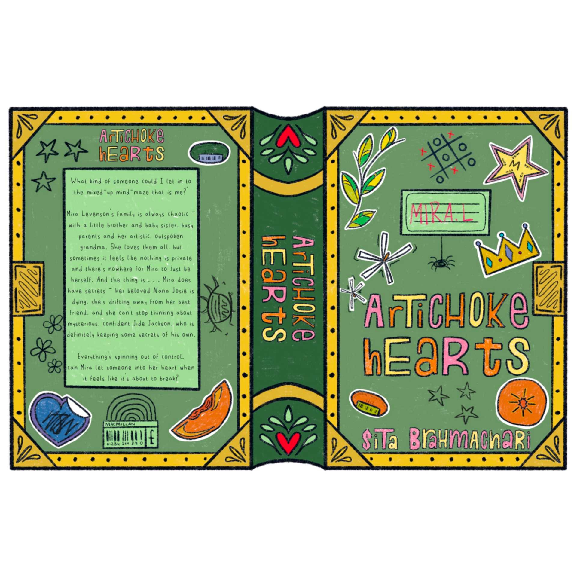 Cover redesign for Sita Brahamachari’s Artichoke Hearts.