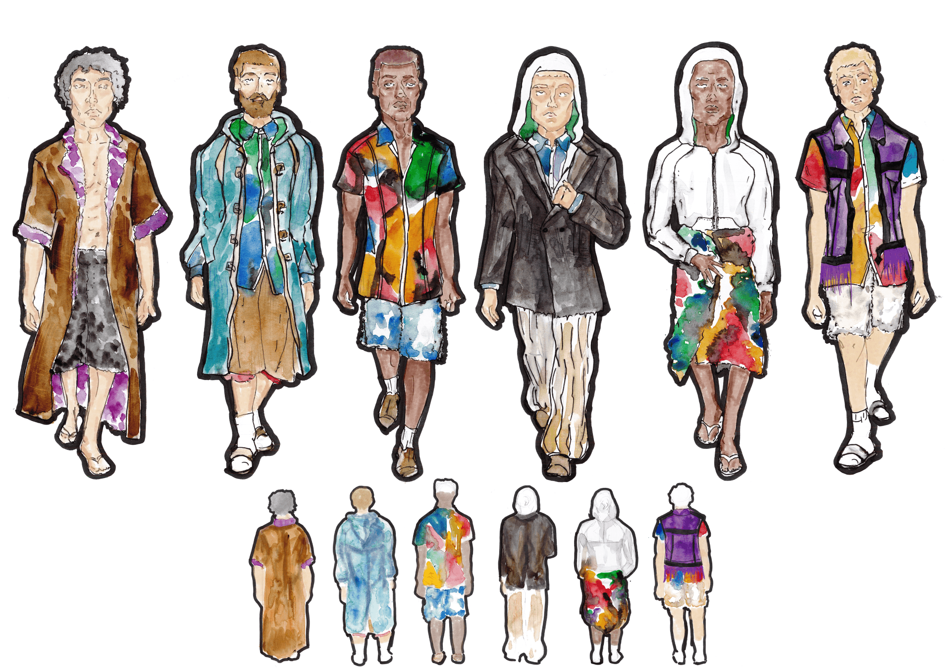 A selection of colour designs, proposed for Mason's Final Collection.