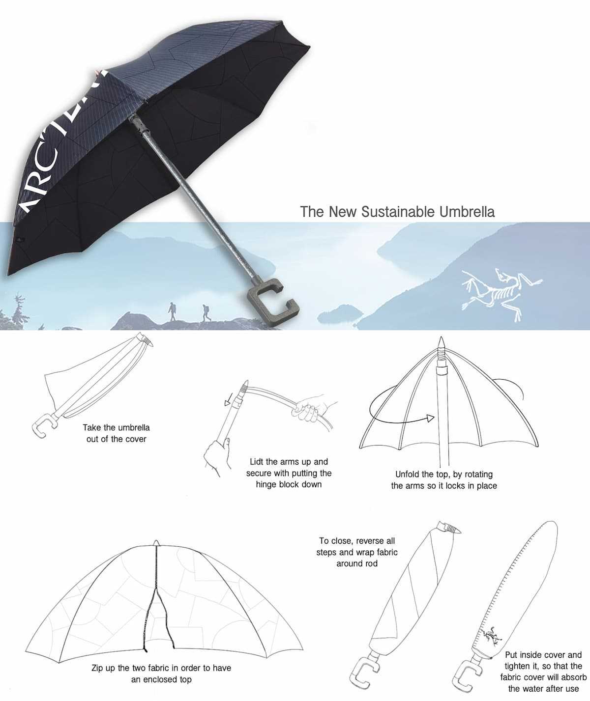 Umbrella concept for Arcteryx.