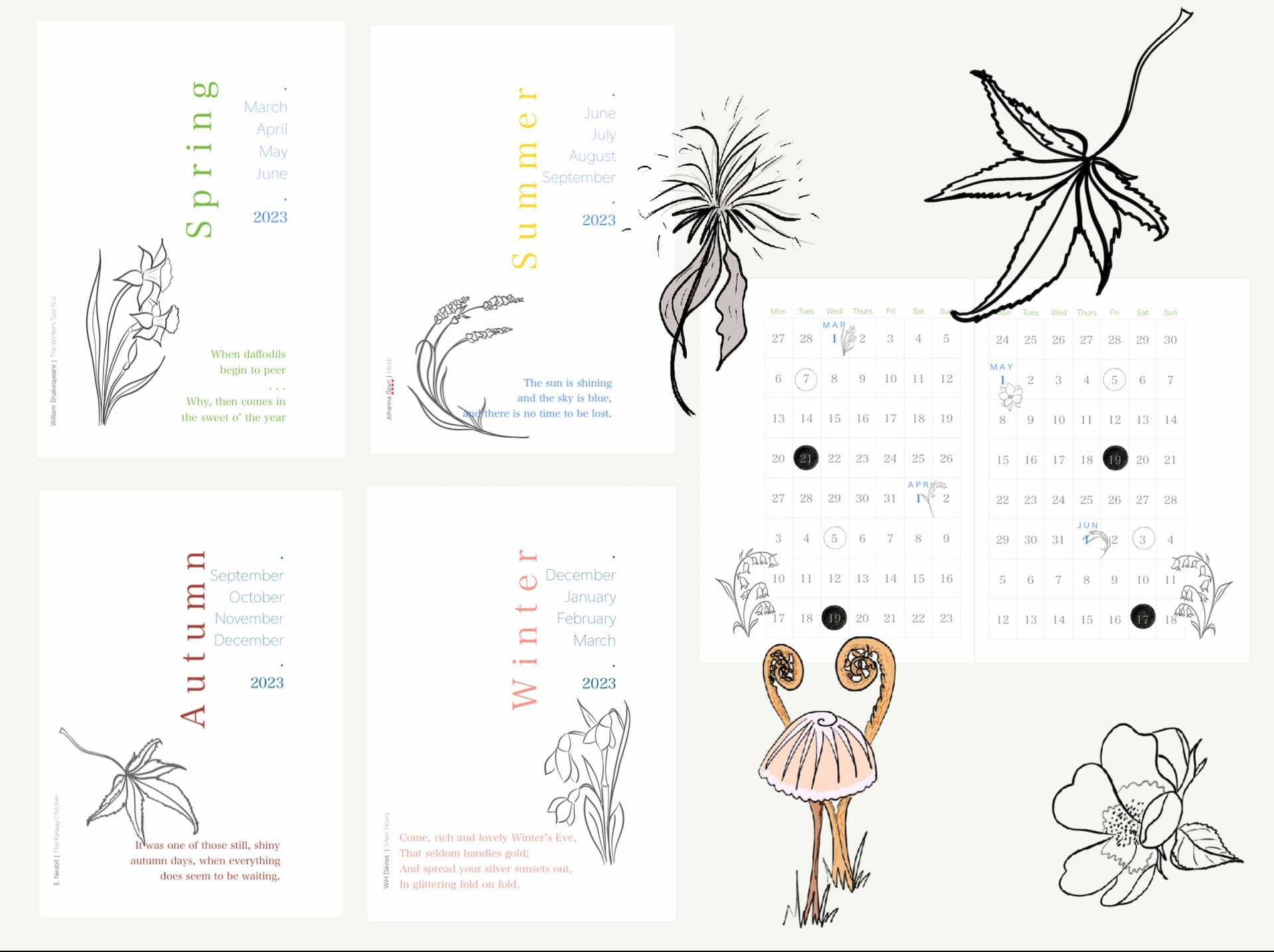 Illustrations for a Seasonal Calendar