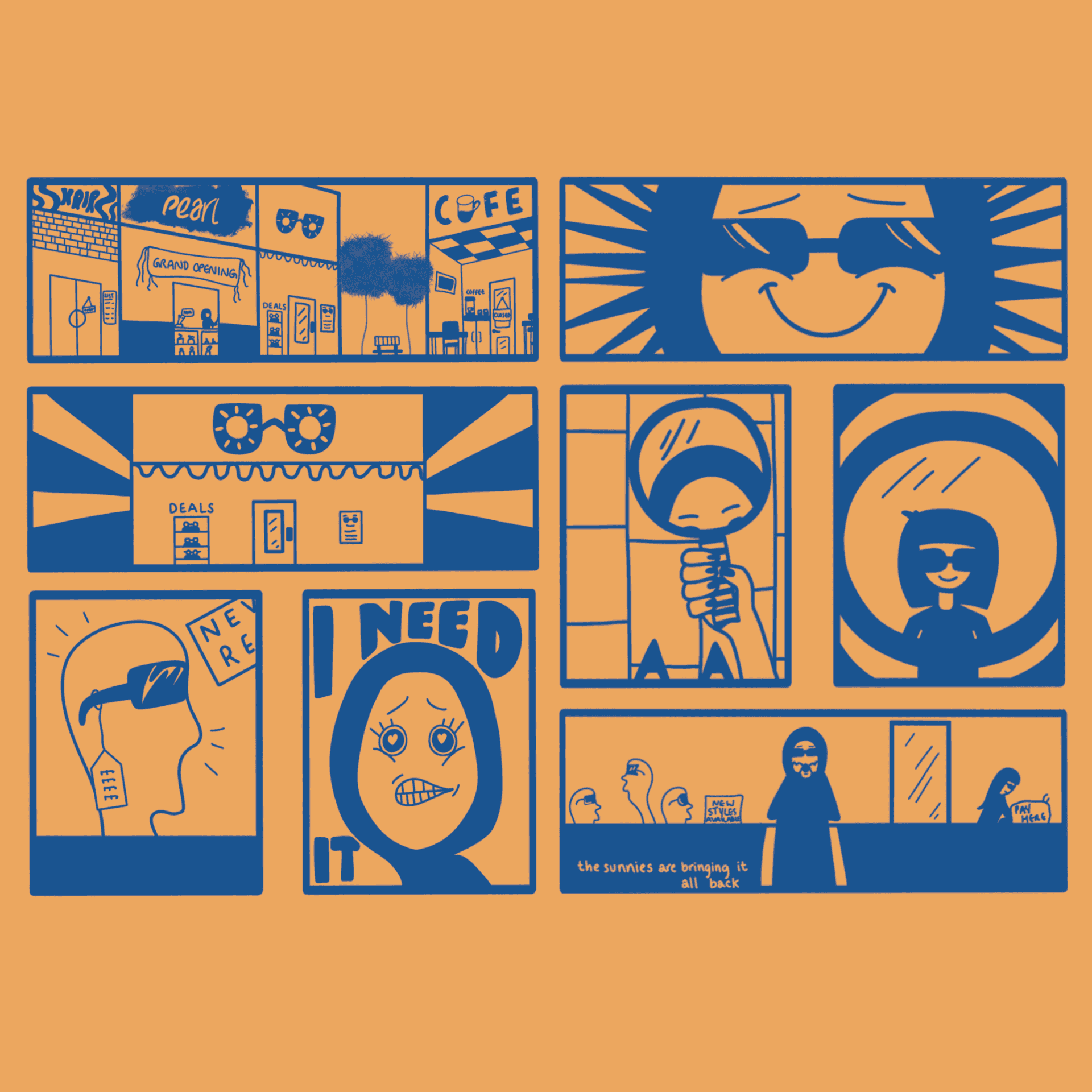 A comic about a pair of sunglasses that reminded Zahra of her childhood.